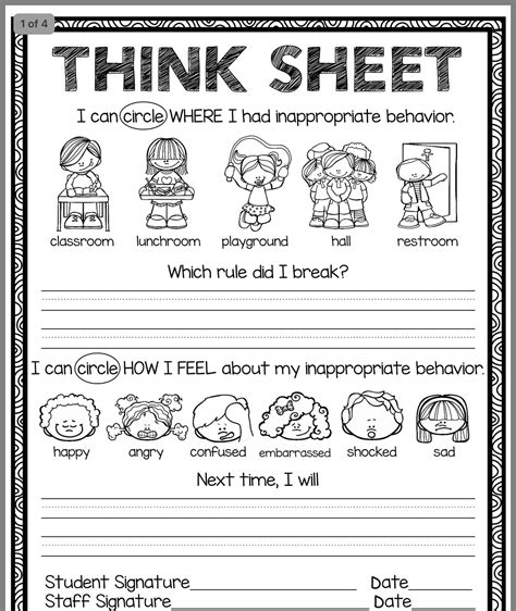 Think Sheet Bias Think Sheet Kindergarten - Think Sheet Kindergarten