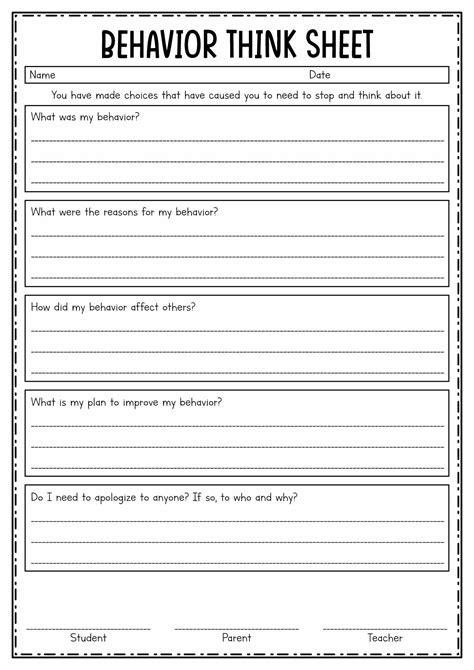 Think Sheets For Behavior With Pictures Teaching Resources Think Sheet Kindergarten - Think Sheet Kindergarten