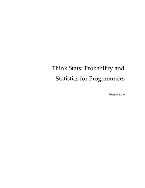 Think Stats Probability And Statistics For Programmers