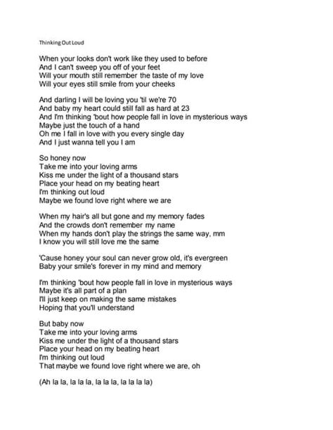Thinking Out Loud Letra