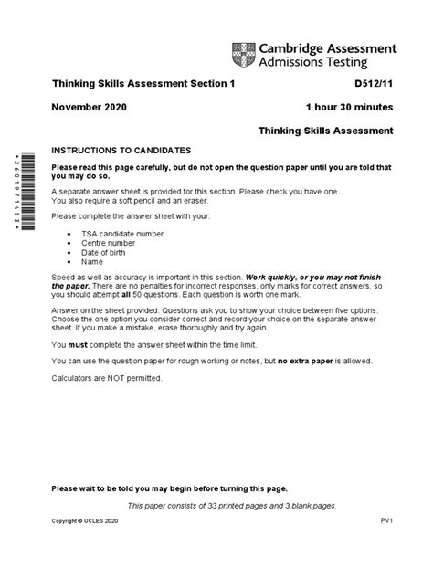 Thinking Skills Assessment