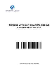 Full Download Thinking With Mathematical Models Partner Quiz Answer 