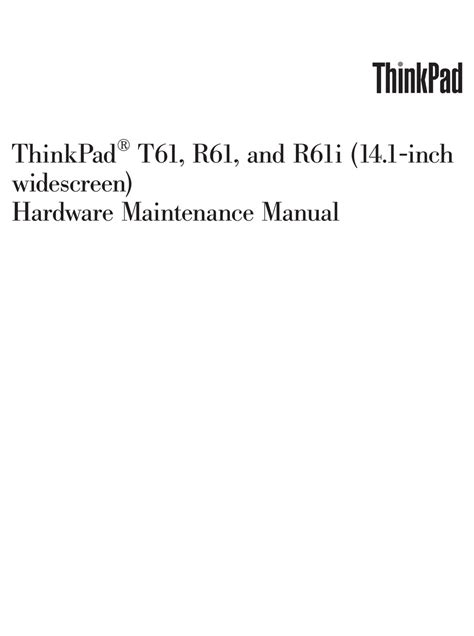 Download Thinkpad T61 Service Troubleshooting Guide 