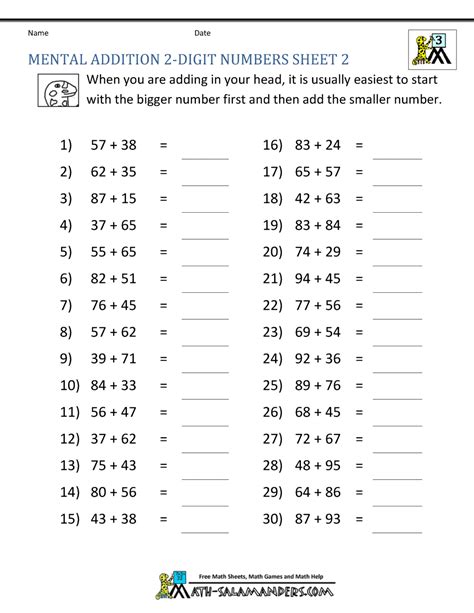 Third Grade Addition Worksheets Math Salamanders 3rd Grade Number Add Worksheet - 3rd Grade Number Add Worksheet