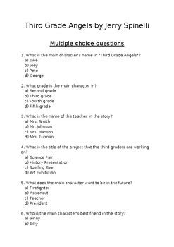 Third Grade Angels Guided Questions