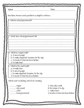 Third Grade Government Worksheets Local Amp Federal 3 Three Levels Of Government Worksheet - Three Levels Of Government Worksheet