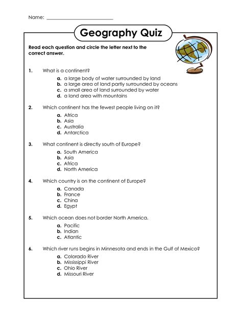 Third Grade Grade 3 Geography Questions For Tests Geography Worksheet Third Grade - Geography Worksheet Third Grade
