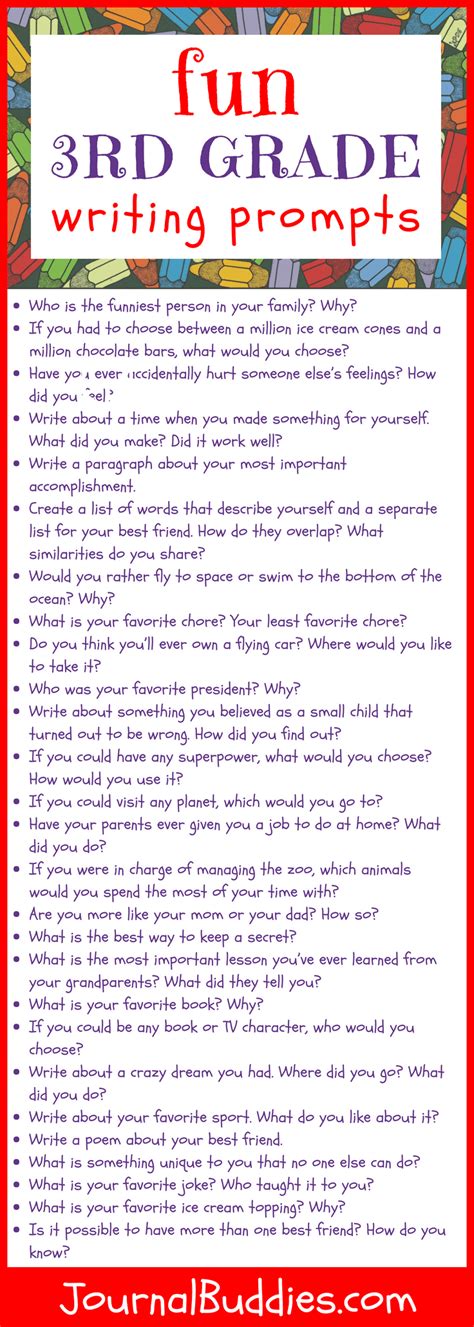 Third Grade Journal Writing Prompts Free Download On Journal Prompts For Third Grade - Journal Prompts For Third Grade