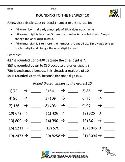 Third Grade Rounding Worksheets   3rd Grade Rounding Worksheets Rounding Numbers To 10 - Third Grade Rounding Worksheets