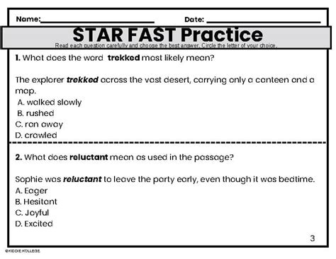 Third Grade Star Test Practice Pdf