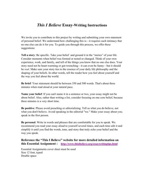 Download This I Believe Essay Guidelines 