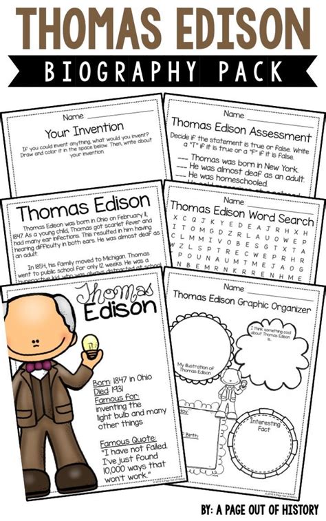 thomas a edison biography for elementary students