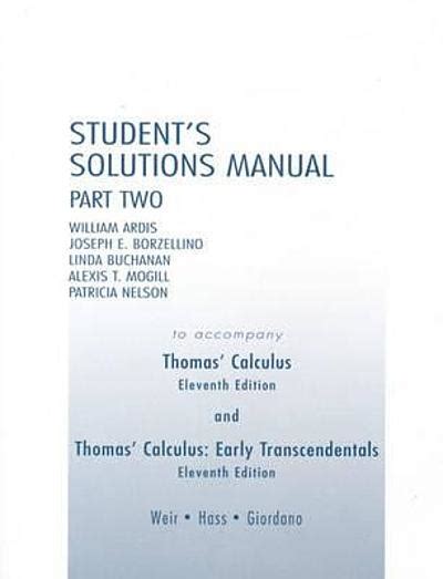 Thomas Calculus Eleventh Edition Solutions Manual