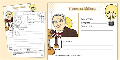 thomas edison mini biography template