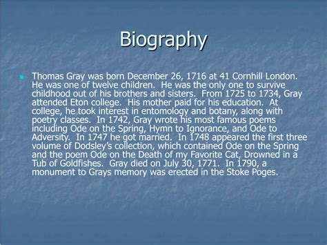 thomas gray biography summary example