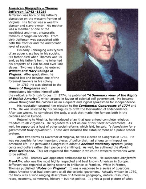 thomas jefferson biography summary of michael