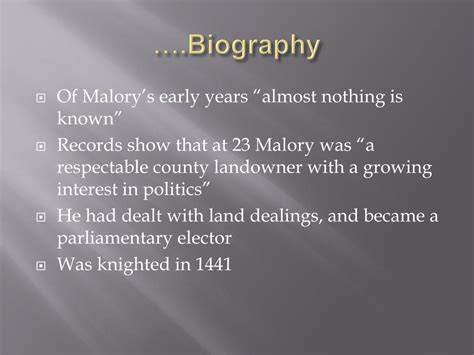 thomas malory biography summary example