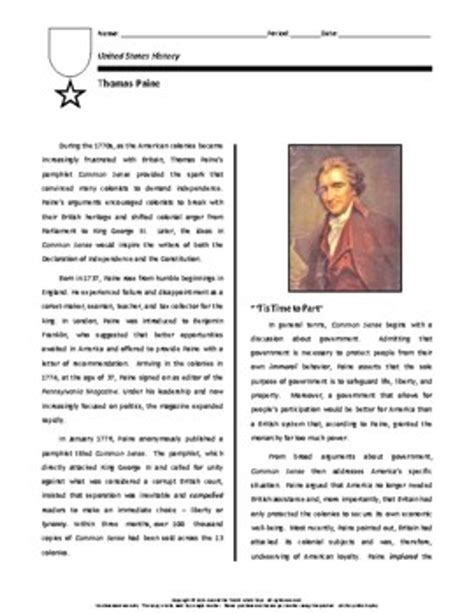 thomas paine biography summary form