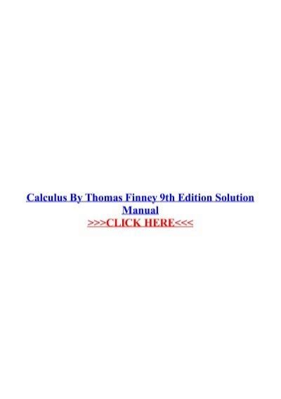 Read Online Thomas And Finney Calculus 9Th Edition Solutions 