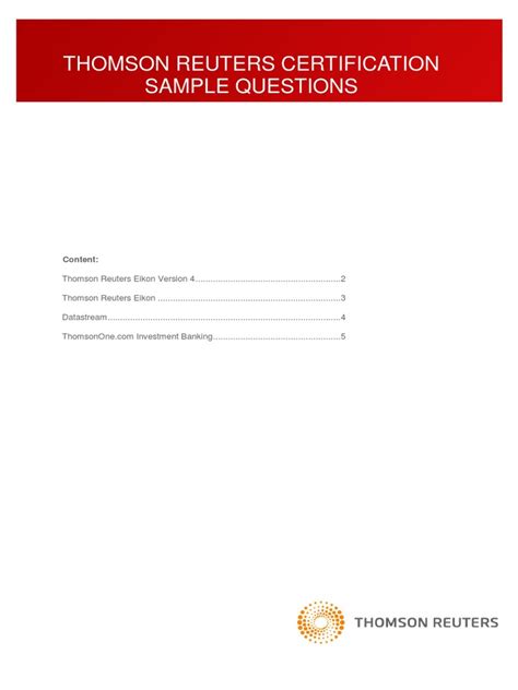 Thomson Reuters Certification Sample Questions