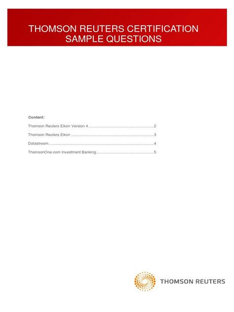 Full Download Thomson Reuters Certification Sample Questions 