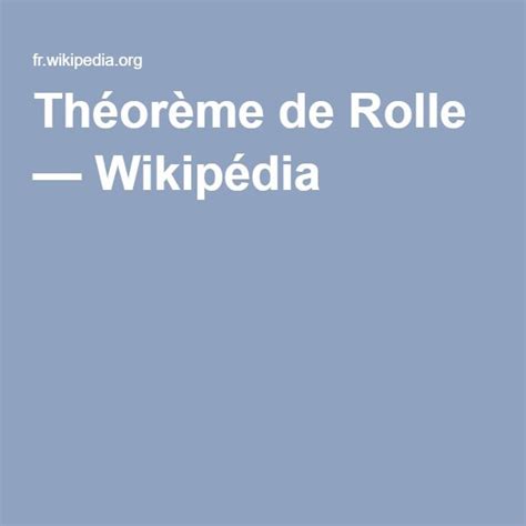 Théorème De Rolle