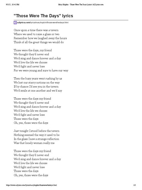 Those Were Days Lyrics