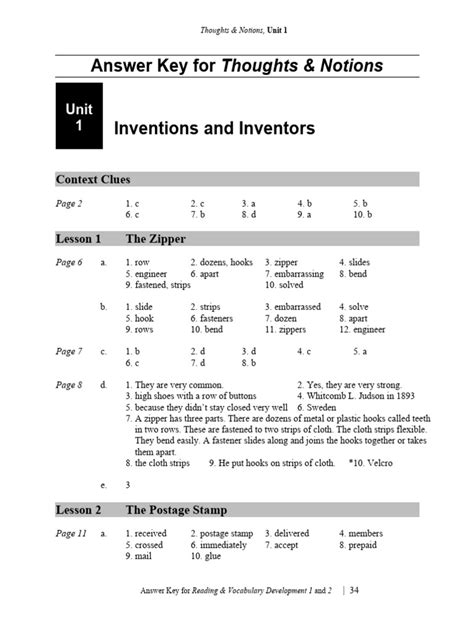 Thoughts And Notions 2 Answer Key