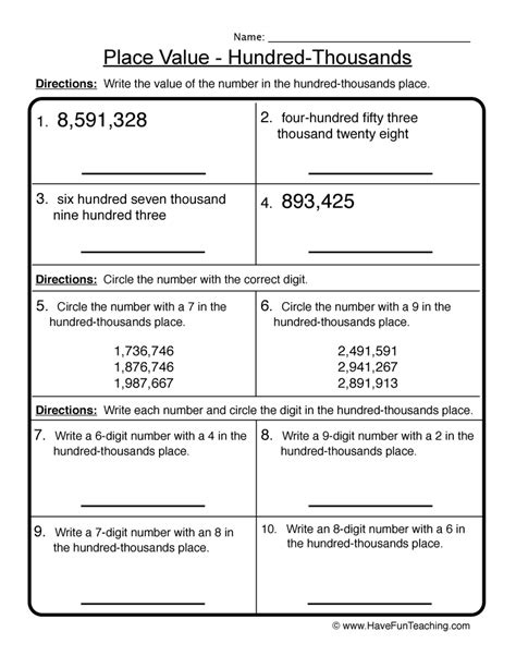 Thousands Worksheet Place Value Free Printable For Kids Thousands Place Value Worksheet - Thousands Place Value Worksheet