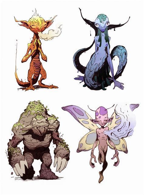 three different types of monsters in various poses