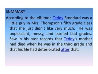 three letters from teddy summary