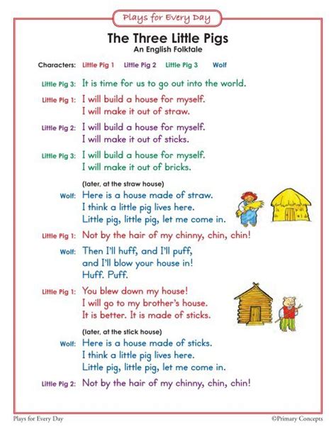 Three Little Pigs Play Script For Kids