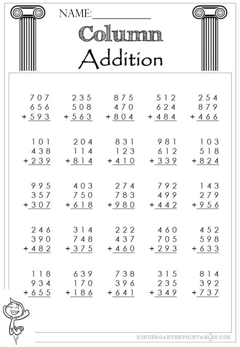 Three Number Column Addition Worksheets Adding Multiple Numbers Worksheet - Adding Multiple Numbers Worksheet