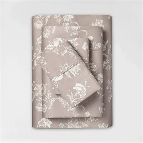 threshold Performance Sheet Set Patterns 400 Thread Count King, Khaki
