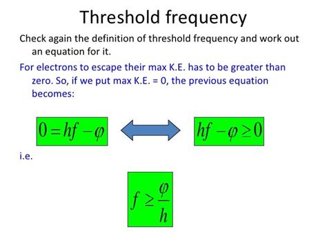 Threshold Frequency Formula