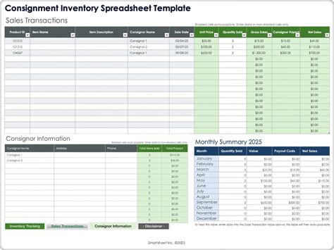 Thrift Store Spreadsheet Template