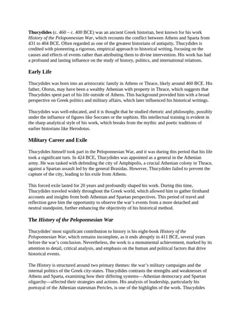 thucydides biography summary format