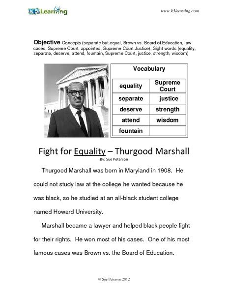 Thurgood Marshall For 3rd Grade Worksheets Kiddy Math Thurgood Marshall 3rd Grade - Thurgood Marshall 3rd Grade