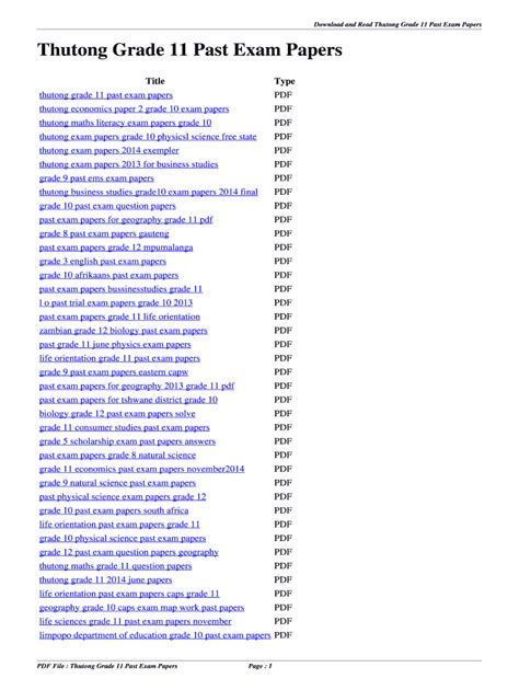 Full Download Thutong Exemplar Papers Grade 11 