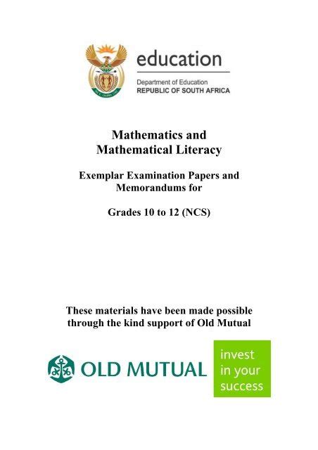 Read Online Thutong Maths Literacy Exam Papers Grade 10 