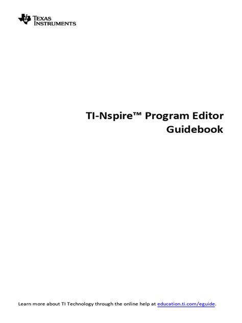 Ti Nspire Programming Guide