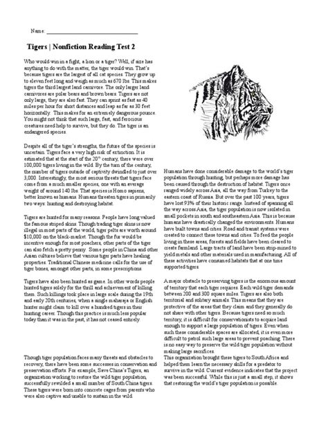 tigers nonfiction test 2