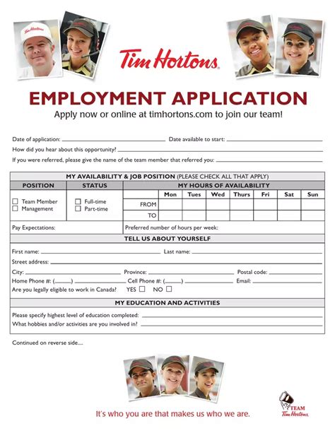Tim Hortons Job Application