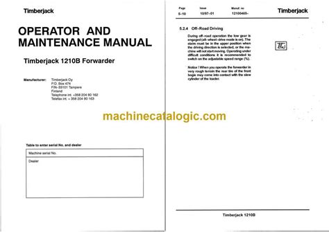Timberjack Manual 1210b