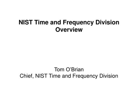Time And Frequency Division Nist Timed Division - Timed Division