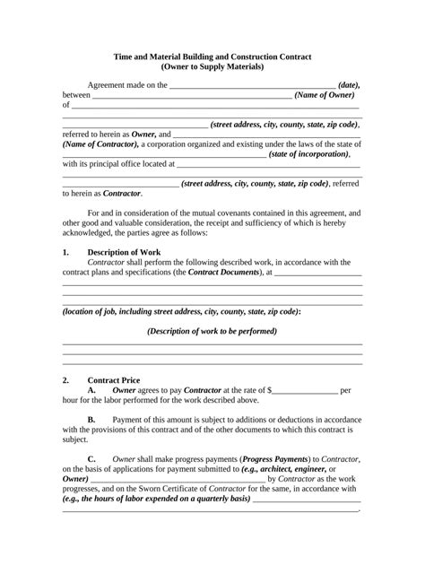 time and materials contract example pdf Doc Template pdfFiller