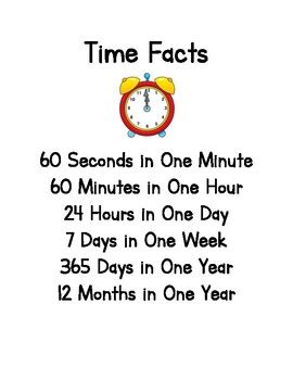 Time Facts By Amjan Teaches Tpt Time Facts Worksheet - Time Facts Worksheet