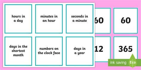 Time Facts Matching Cards Teacher Made Twinkl Time Facts Worksheet - Time Facts Worksheet