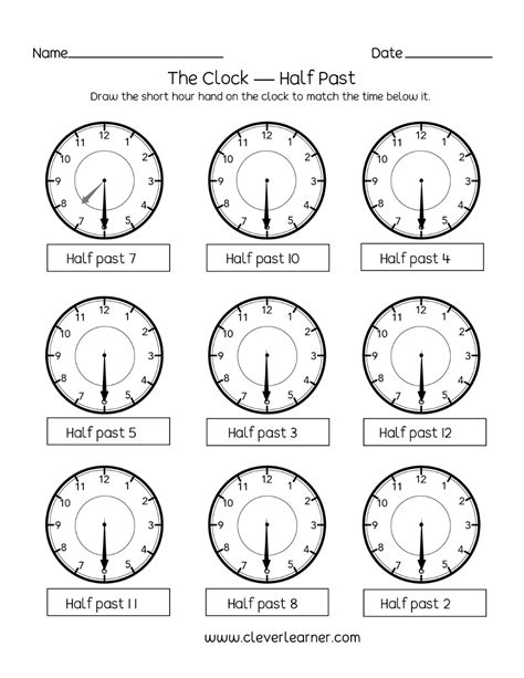 Time Half Hour Interactive Worksheet Live Worksheets Time To The Half Hour Worksheet - Time To The Half Hour Worksheet