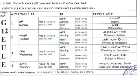 Time Table National Exam Form 3 2014